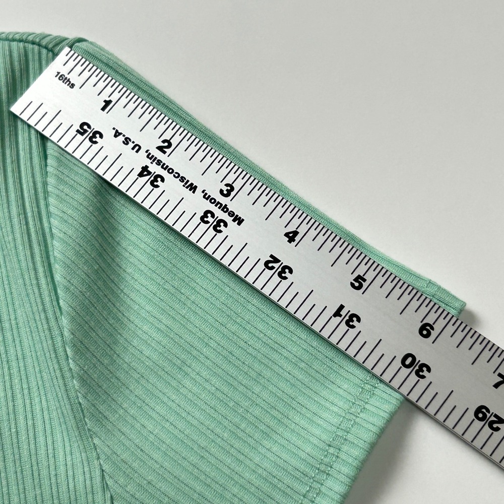 Bar III Green Ribbed Front Belt Scoop Neck Short Sleeve Top Size M - Picture 11 of 11
